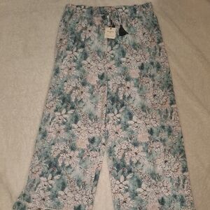 Cost Plus World Market Floral Pajama Pants - Green and White
